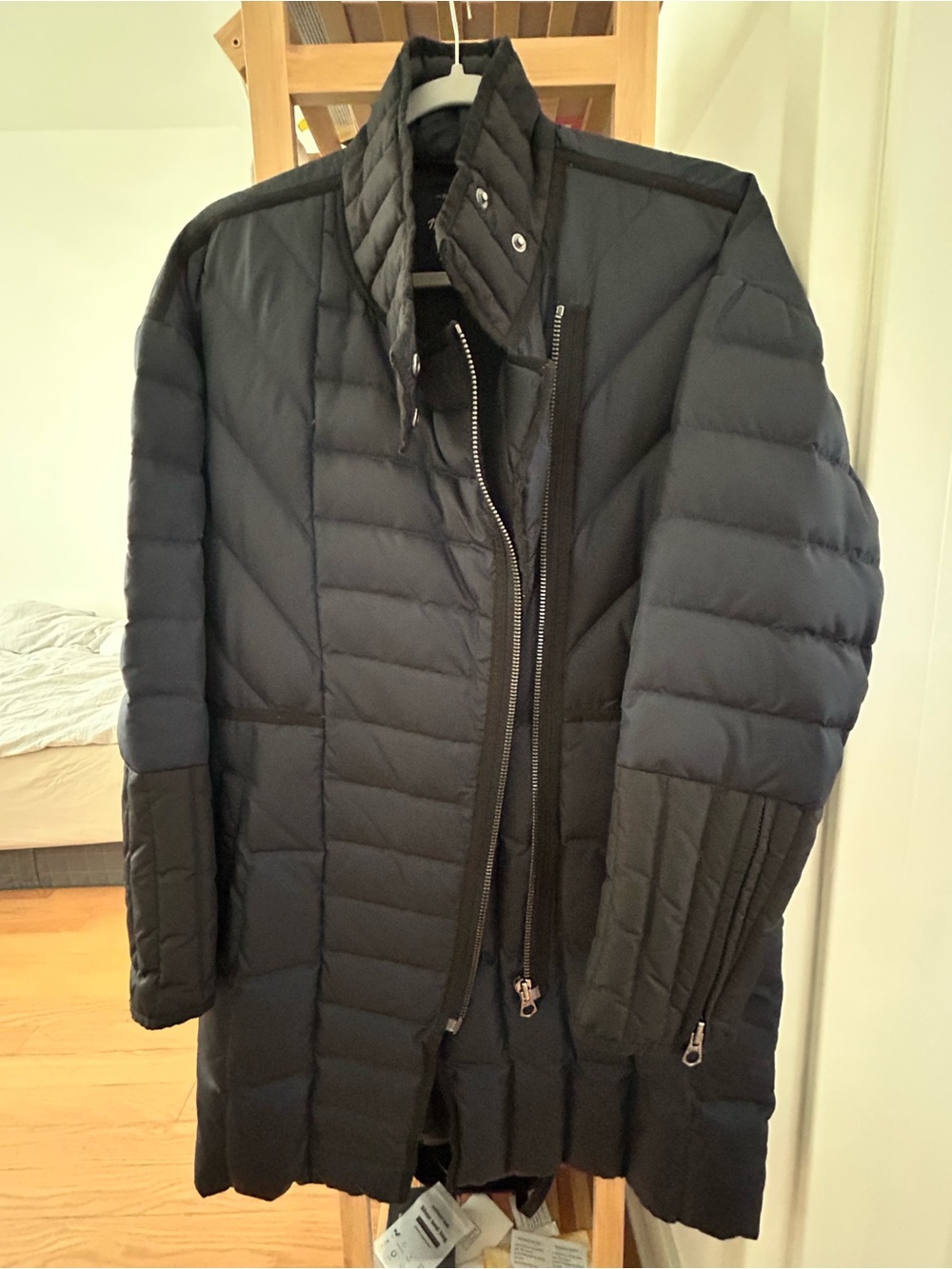 Madewell Quilted Moto Down Puffer - Classic Winter Jacket Navy Black